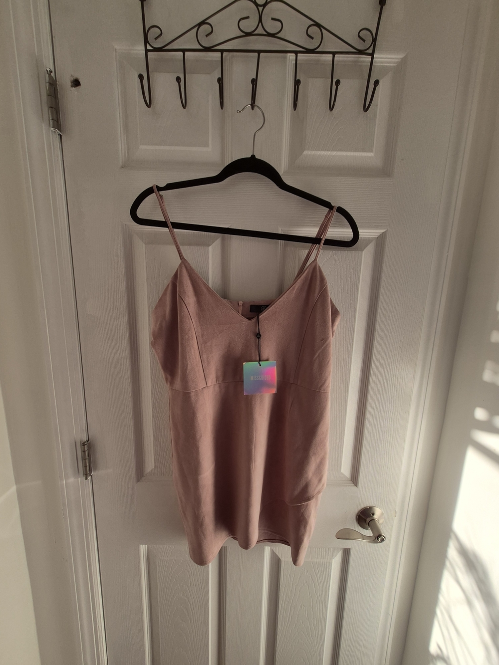 Missguided Dusty Rose Mini Slip Dress (SUEDE)